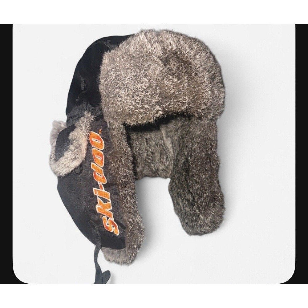 Ski-Doo Bombardier Trapper Hat Faux Fur Ear Flap Black Winter Adult Unisex